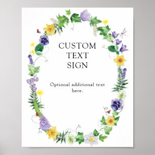 Poster Texte personnalisé du Mariage Fleur sauvage rustiq