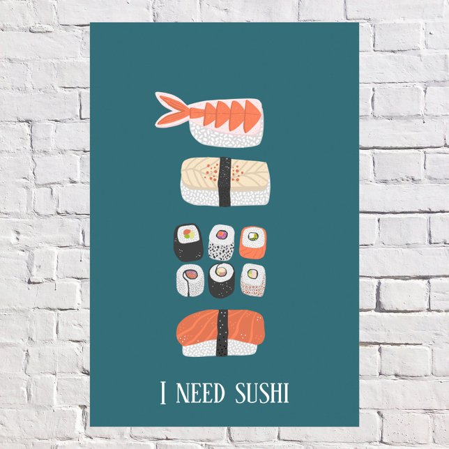 Poster Texte personnalisé du sushi japonais (Fun Japanese Sushi Custom Text Poster)