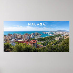 Poster Texte Personnalisé Malaga Espagne Areal Photo