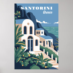 Poster Texte personnalisé Santorin Grèce