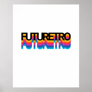 Poster Texte rétro moderne des années 80 avec effet d'omb