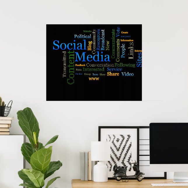 Poster Texte sur les médias sociaux (Bureau à domicile)