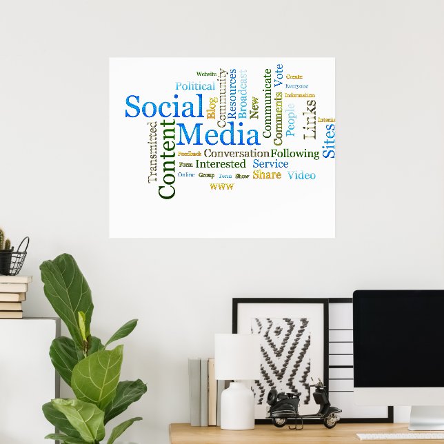 Poster Texte sur les médias sociaux (Bureau à domicile)
