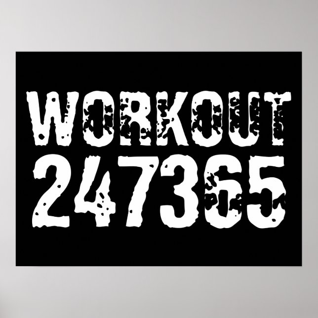 Poster Texte usé et rayé Workout 247365 blanc (Devant)