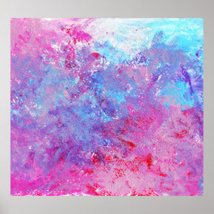 Poster Texture créative bleu-rose, taches de peinture.
