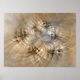 Poster Texture d'art fractal moderne abstrait aux tons de