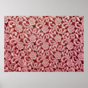 Poster Texture de dentelle rose fine avec vin magnifique 