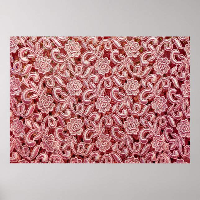 Poster Texture de dentelle rose fine avec vin magnifique  (Devant)