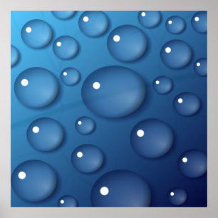 Poster Texture de goutte d'eau bleue