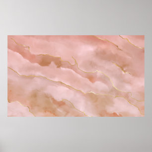 Poster Texture de marbre liquide rose