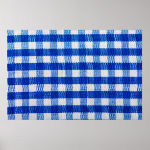 Poster texture de tissu en coton à carreaux bleus