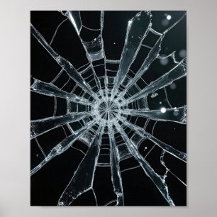 Poster Texture de verre brisé abstrait toile fissurée cra