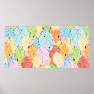 Poster texture des feuilles aux couleurs vives
