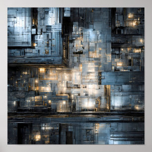 Poster Texture Industriel Sombre : Circuit Dystopique