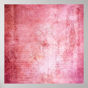 Poster Texture vintage scrapbook rose
