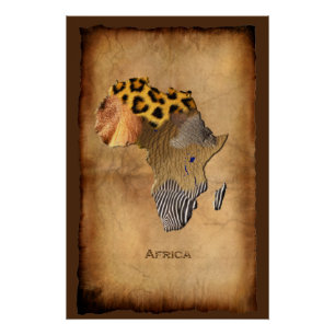 Poster Textures animales sauvages CARTE DE L'AFRIQUE