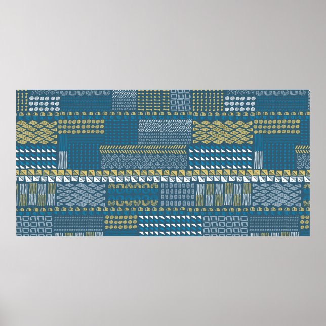 Poster Textures et formes dessinées à la main motif Vinta (Devant)