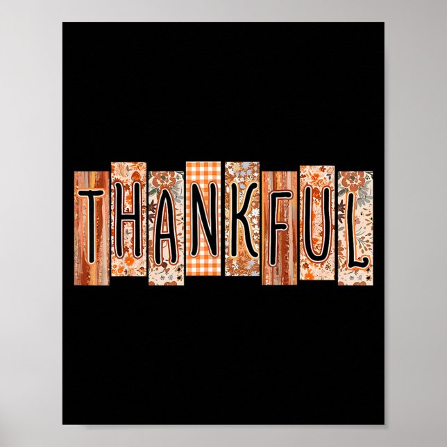 Poster Thankful Coquette Bow Floral Cute Thanksgiving Aut (Devant)