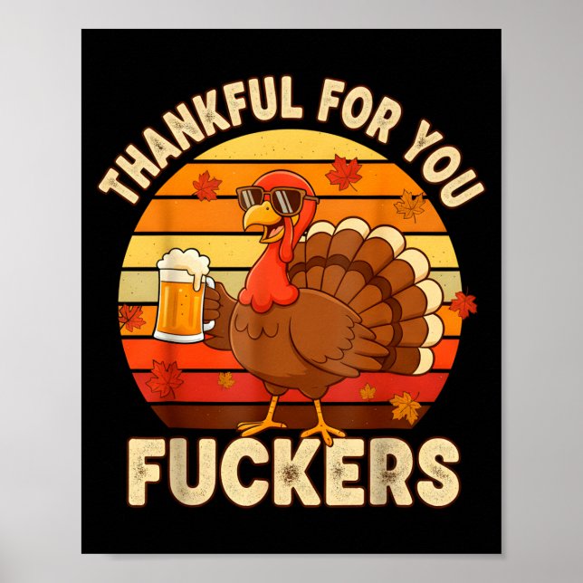 Poster Thankful For You Forers Thanksgiving Happy Turkey  (Devant)