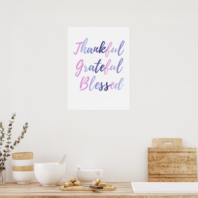 Poster Thankful Grateful Blessed Thanksgiving (Thankful Grateful Blessed Thanksgiving Poster)