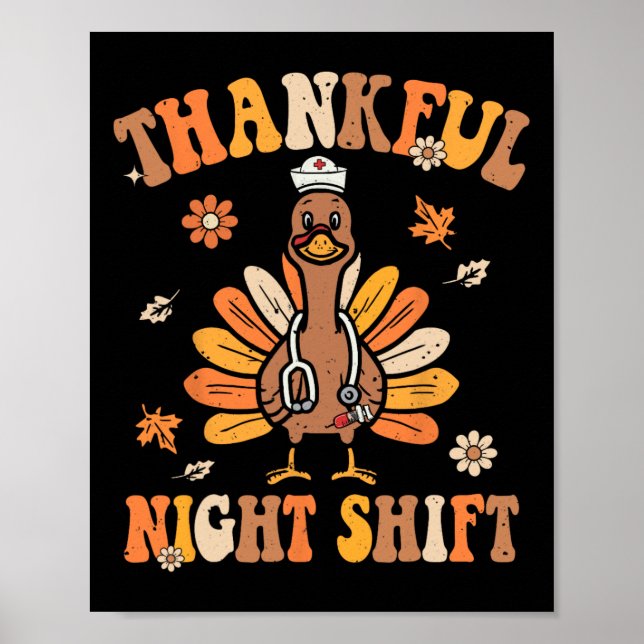 Poster Thankful Night Shift Nurft Super Thanksgiving Tur (Devant)