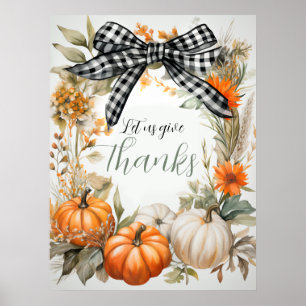 Poster Thankgiving noir et blanc Plaid Bow