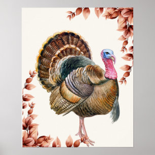 Poster Thankgiving Turquie Aquarelle Photo Mur Art