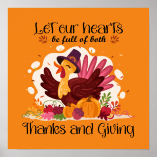 Poster Thanks giving Thanksgiving turkey word art