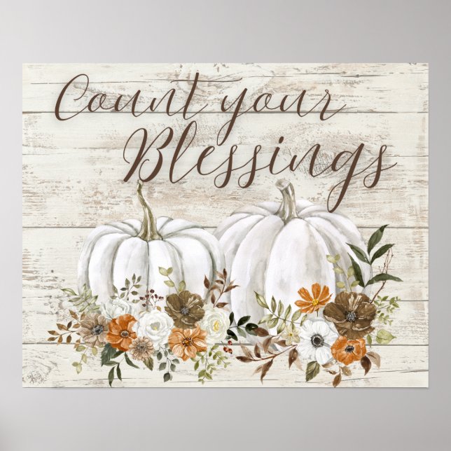 Poster Thanksgiving "Count your Blessings" Wall Art (Devant)