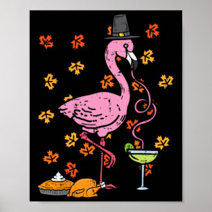 Poster Thanksgiving Flamant rose pèlerin Automne Automne