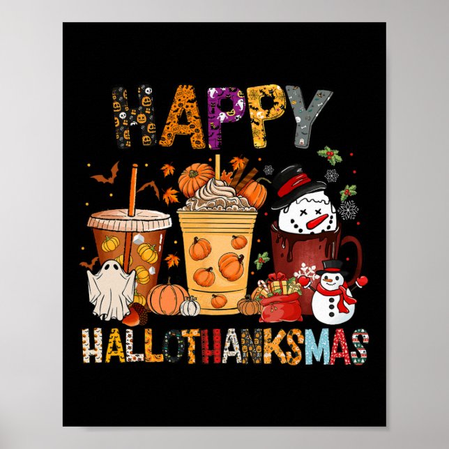 Poster Thanksgiving Hallothanksmas Christmas Halloween Co (Devant)