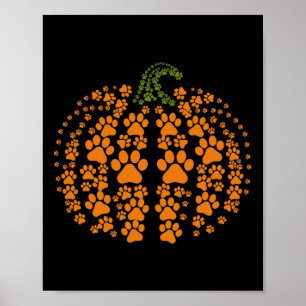 Poster Thanksgiving Halloween Affaire Cute Paws Pumkin Pe
