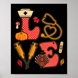 Poster Thanksgiving Nurse Love Automne Automne Saison aut