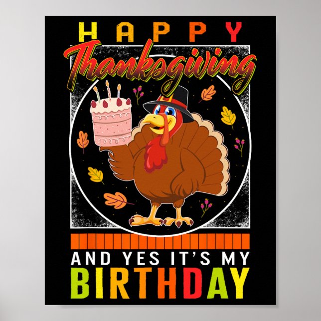 Poster Thanksgiving Oui C'est mon anniversaire Turquie au (Devant)