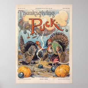 Poster Thanksgiving Puck Vintage Illustration