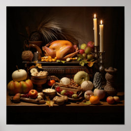 Poster Thanksgiving Repas sur une table