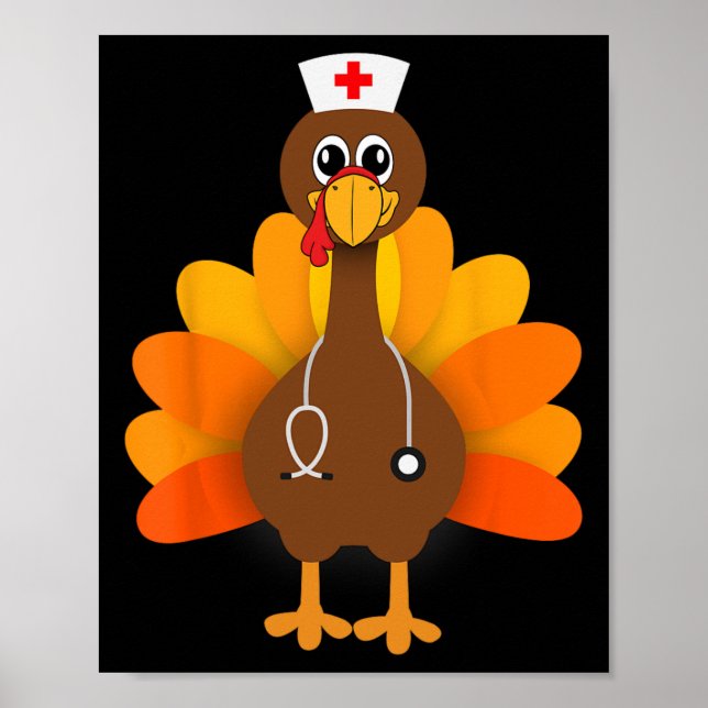 Poster Thanksgiving Scrub Tops Femmes Turquie Infirmière  (Devant)