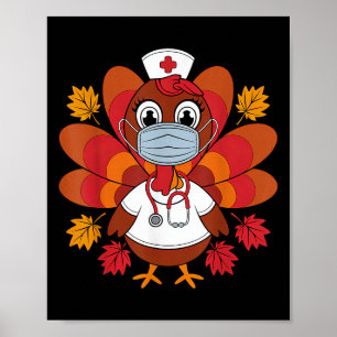 Poster Thanksgiving Scrub Tops Femmes Turquie Infirmière
