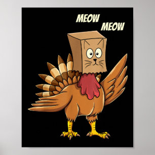 Poster Thanksgiving Turquie Chat Meow Drôle Hommes Femmes