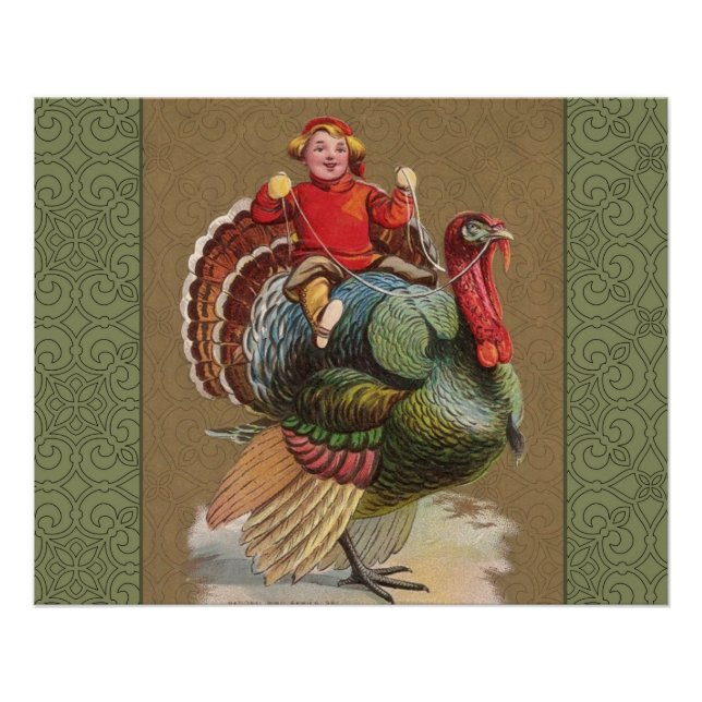 Poster Thanksgiving Turquie Drôle salutations Vintages (Devant)