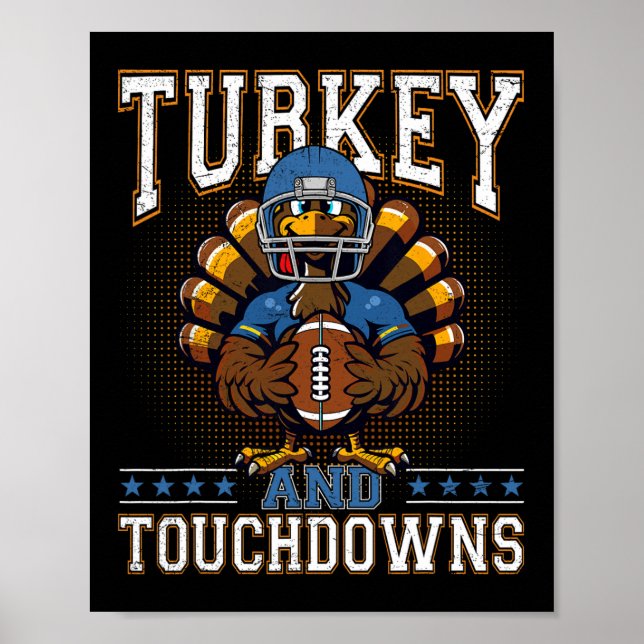 Poster Thanksgiving Turquie Et Touchdowns Football Hommes (Devant)