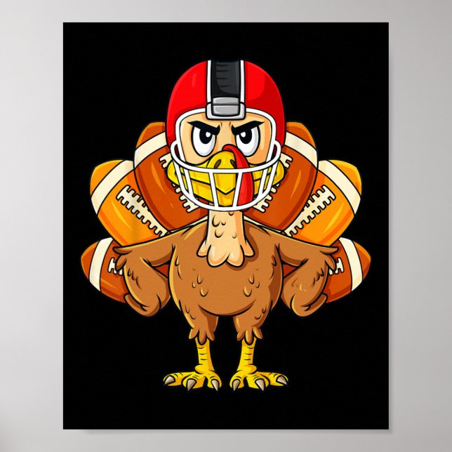 Poster Thanksgiving Turquie Football Joueur Amusants garç (Devant)