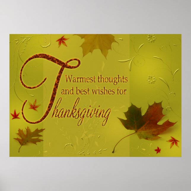 Poster Thanksgiving veut typographie Feuilles (Devant)