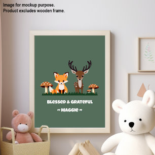 Poster Thanksgiving Whimsical Woodlands Nom personnalisé