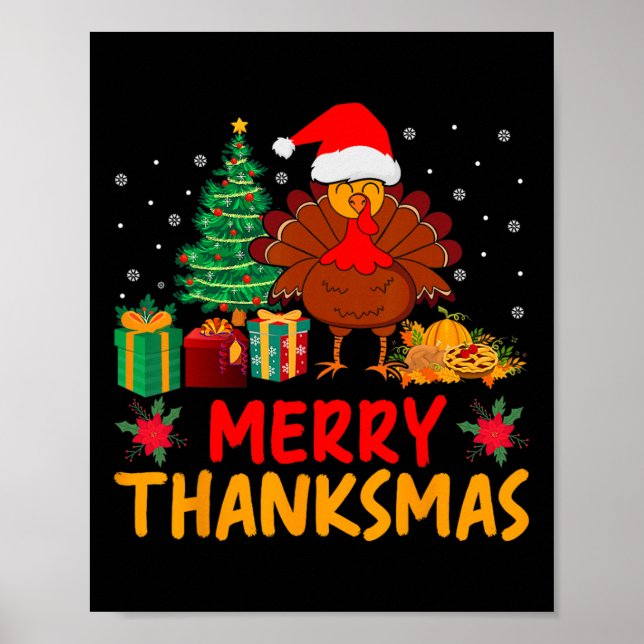 Poster Thanksmas Noël Thanksgiving Turquie Père Noël (Devant)