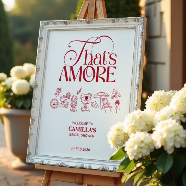 Poster That’s Amore Red hand drawn Bridal Shower (Créateur téléchargé)
