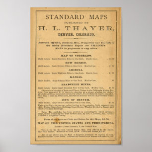 Poster Thayer's map of Colorado