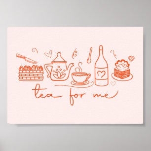 Poster Thé à dessins capricieux pour moi, cuisine de fête