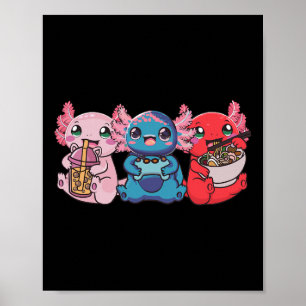 Poster Thé Axolotl Bo Bubble Tea Jeux Joueur Ramen Axolo