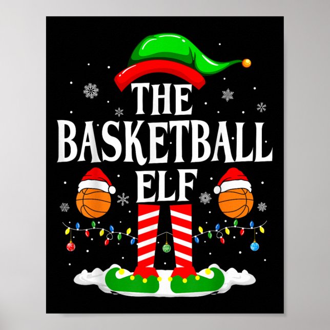 Poster The Basketball Elf Bball Xmas Basketball Christmas (Devant)
